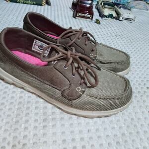 SKECHERS WOMENS SZ 8 ON THE GO LACE UP BOAT SHOES